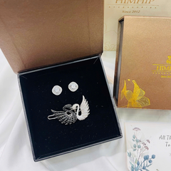 Set Quà 8/3 HimHip Khuyên Tai & Kẹp Mái Kèm Túi Hộp Thiệp - 258