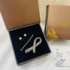 Set Quà 8/3 HimHip Khuyên Tai & Kẹp Mái Kèm Túi Hộp Thiệp - 278