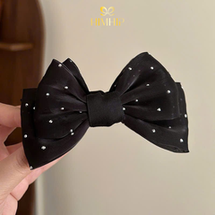 Kẹp Móc Dọc HimHip Resin Nơ Voan Bóng Đính Hạt Lấp Lánh 12cm