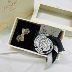 Set Quà HimHip Khăn Lụa Vuông 70x70cm & Kẹp Tóc Kèm Túi Hộp Thiệp - 25