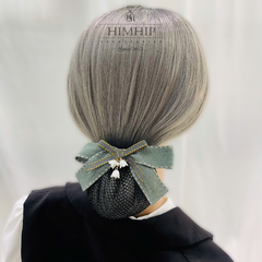 Kẹp Bối, Búi Lưới HimHip Mix Hạt Giả Trai Nơ Xanh Đính Hoa Chuông Thanh Lịch 13cm