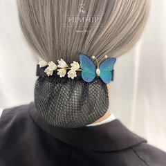 Kẹp Bối, Búi Lưới HimHip Mix Trai Bướm Xanh Phối Hoa Chuông Thanh Lịch