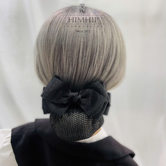 Kẹp Bối, Búi Lưới HimHip Phối Vải Voan Nơ To Thanh Lịch 7x13cm