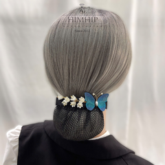 Kẹp Bối, Búi Lưới HimHip Mix Trai Bướm Xanh Phối Hoa Chuông Thanh Lịch