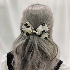 Kẹp Bối, Búi Lưới HimHip Mix Hạt Giả Trai Nơ Nâu Họa Tiết Hoa 4 Cánh Thanh Lịch