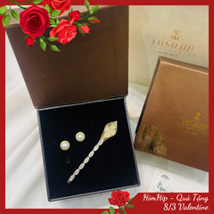 Set Quà 8/3 HimHip Khuyên Tai & Kẹp Mái Kèm Túi Hộp Thiệp - 266
