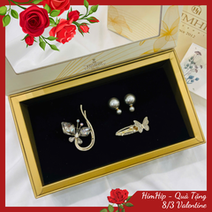 Set Quà 8/3 HimHip Khuyên Tai, Cài Áo & Kẹp Mái Kèm Túi Hộp Thiệp - 1168