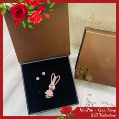 Set Quà Valentine 8/3 HimHip Khuyên Tai & Kẹp Mái Kèm Túi Hộp Thiệp - 294