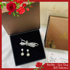 Set Quà 8/3 HimHip Khuyên Tai & Kẹp Mái Kèm Túi Hộp Thiệp - 255