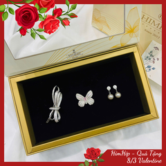 Set Quà 8/3 HimHip Khuyên Tai, Cài Áo & Kẹp Mái Kèm Túi Hộp Thiệp - 1167