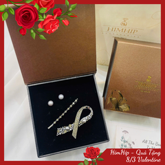 Set Quà 8/3 HimHip Khuyên Tai & Kẹp Mái Kèm Túi Hộp Thiệp - 278