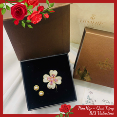Set Quà Valentine 8/3 HimHip Khuyên Tai & Cài Áo Kèm Túi Hộp Thiệp - 274