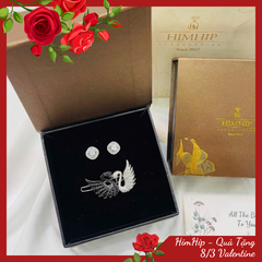Set Quà 8/3 HimHip Khuyên Tai & Kẹp Mái Kèm Túi Hộp Thiệp - 258