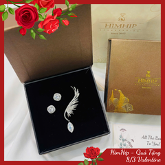 Set Quà 8/3 HimHip Khuyên Tai & Cài Áo Kèm Túi Hộp Thiệp - 257