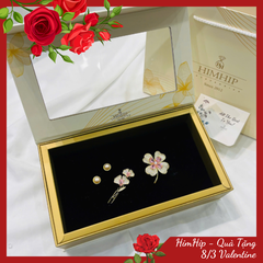 Set Quà Valentine 8/3 HimHip Khuyên Tai, Cài Áo & Kẹp Mái Kèm Túi Hộp Thiệp - 1178