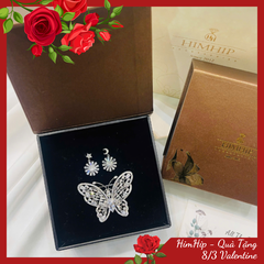 Set Quà 8/3 HimHip Khuyên Tai & Cài Áo Kèm Túi Hộp Thiệp - 264