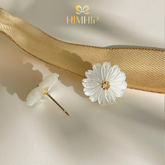 Khuyên Tai Nụ HimHip Como Daisy HKCC Khảm Trai 1.5cm