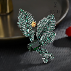 Trâm, Ghim Cài Áo HimHip Hoa 3 Lá Thanh Lịch Đính Phale Xanh 4,5*6cm