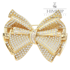 Trâm, Ghim Cài Áo HimHip Nơ Vàng Sang Trọng HKCC Đính Phale 4*5cm