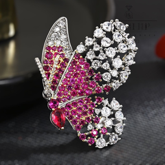 Trâm, Ghim Cài Áo HimHip Bướm Hồng Thanh Lịch HKCC Đính Phale 3,3*4cm