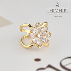 Cài Khăn 4 Chấu HimHip Size To Hình Hoa 8 Cánh Sang Trọng HKCC Đính Phale 2.2x2.2cm