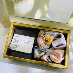 Set Quà HimHip 20/10 Khăn Lụa Cao Cấp 53*53cm & Cài Khăn Kèm Túi Hộp Thiệp - 896