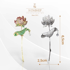 Trâm, Ghim Cài Áo HimHip Cánh Sen Thanh Lịch HKCC Đính Phale 2,5*6,5cm