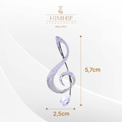 Trâm, Ghim Cài Áo HimHip Nam Nữ Nốt Nhạc Sang Trọng HKCC Đính Phale 2,5*5,7cm