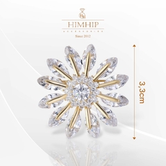 Trâm, Ghim Cài Áo HimHip Hoa Hướng Dương Rung Rinh Thanh Lịch HKCC Đính Phale 3,3cm - Trắng