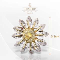 Trâm, Ghim Cài Áo HimHip Hoa Hướng Dương Rung Rinh Thanh Lịch HKCC Đính Phale 3,3cm - Vàng