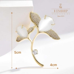 Trâm, Ghim Cài Áo HimHip Nhụy Hoa Đá Sang Trọng HKCC Đính Phale 4*5 cm