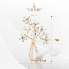Trâm, Ghim Cài Áo HimHip Hình Bình Hoa Sang Trọng HKCC Đính Phale 6*4cm