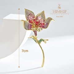 Trâm, Ghim Cài Áo HimHip Hoa Loa Kèn Sang Chảnh HKCC Đính Phale 7cm