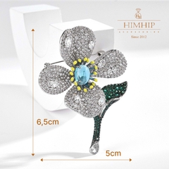 Trâm, Ghim Cài Áo HimHip Hoa Bạch Dương Sang Trọng HKCC Đính Phale 5*6,5cm