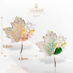 Trâm, Ghim Cài Áo HimHip Lá Phong Thanh Lịch HKCC Đính Phale 4,8*5,5cm