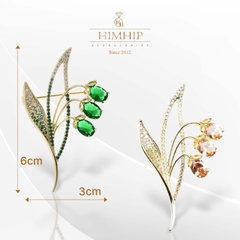 Trâm, Ghim Cài Áo HimHip Cành Hoa Chuông Sang Trọng HKCC Đính Phale 3*6cm