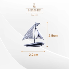 Trâm, Ghim Cài Áo HimHip Thuyền Buồm Dáng Trơn Thanh Lịch HKCC Đính Phale 2,2*2,5cm
