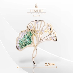 Trâm, Ghim Cài Áo Nhỏ HimHip Lá Bạch Quả Thanh Lịch HKCC Đính Phale 2,5cm
