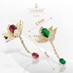 Trâm, Ghim Cài Áo Nhỏ HimHip Hoa Sen Tua Dài Sang Trọng HKCC Đính Phale 2,5*5cm