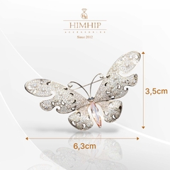 Trâm, Ghim Cài Áo HimHip Bướm Đêm Thanh Lịch HKCC Đính Phale 3,5*6,3cm