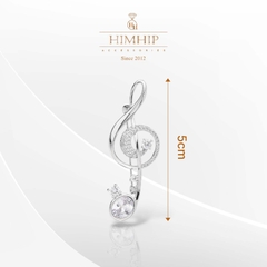 Trâm, Ghim Cài Áo HimHip Nốt Nhạc Sang Trọng HKCC Đính Phale 5*5cm