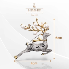 Trâm, Ghim Cài Áo HimHip Hươu Sừng Trai Thanh Lịch HKCC Đính Phale 4*6cm