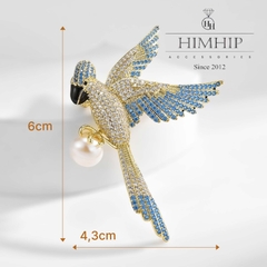 Trâm, Ghim Cài Áo HimHip Chim Yến Phụng Sang Trọng HKCC Đính Phale 4,3*6cm