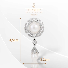 Trâm, Ghim Cài Áo Nhỏ HimHip Hoa Trắng Thả Trai Sang Trọng HKCC Đính Phale 2,2*4,5cm