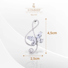 Trâm, Ghim Cài Áo HimHip Nốt Nhạc Cánh Bướm Quý Phái HKCC Đính Phale 2,5*4,5cm