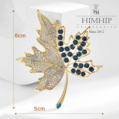 Trâm, Ghim Cài Áo HimHip Lá Phong Sang Trọng HKCC Đính Phale 5*6cm