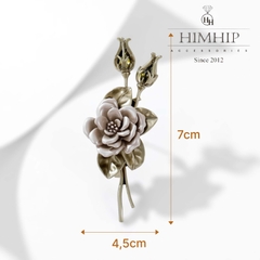 Trâm, Ghim Cài Áo HimHip Cành Hồng Khô Sang Trọng HKCC Mix Phale 4,5*7cm