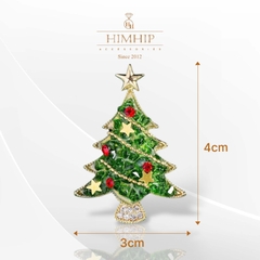 Trâm, Ghim Cài Áo HimHip Cây Thông Gắn Ngôi Sao Sang Trọng HKCC Đính Phale 3*4cm