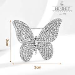 Trâm, Ghim Cài Áo HimHip Bướm Trắng Sang Trọng HKCC Đính Phale 2*3cm