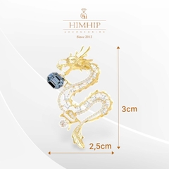 Trâm, Ghim Cài Áo HimHip Rồng Vàng Độc Đáo HKCC Đính Phale 3*2,5cm